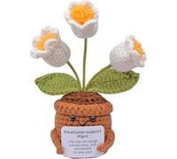Lvguang Handmade Crochet Mini Potted Plant - Uplifting Pocket Hug with Affirmation Card, Positive Desk Decor & Motivational Gift for Home Office Travel