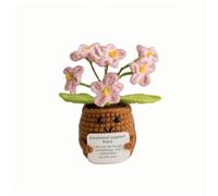 Lvguang Handmade Crochet Mini Potted Plant - Uplifting Pocket Hug with Affirmation Card, Positive Desk Decor & Motivational Gift for Home Office Travel