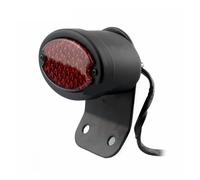 LVGVZTTGKM Motorcycle Tail Light For Brake Stop For Chopper Bobber Taillight Cat Eye Rear Lamp Retro LED Tail Light License Plate Lights Bracket(Black red lens)