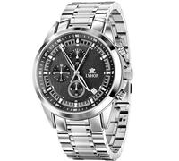 LVHOP Watch for Men Analog Quartz Chronograph with Luminous Hands Date Display Stainless Steel Band, Business Sport Casual & Dress Style Watch