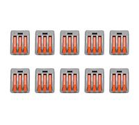 lvifloae 10Pcs Terminal Block Spring Lever Push Fit Reusable Cable Cage Clamp Wire Connectors Wire Terminal Block (3 Way)
