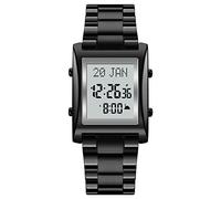lvifloae 1815 Muslim Digital Watch for Prayer Qibla Compass Hijri Calendar Quran Bookmark City Selection Function Date Week Alarm Backlight 30M Men Azan (Brown)
