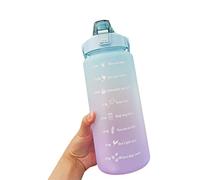 lvifloae 2L Water Bottle Time Water Bottles Large Capacity Water Bottle Time Marker for Outdoor Sports Portable Travel Gradient Color Frosted Water Bottle Bouncing Straw Cup Light (Green)