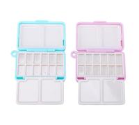 lvifloae 2PCS Empty Watercolor Paint Palette with Lid and Mixing Tray 12-Well
