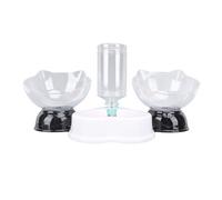 lvifloae 3 In 1 Double Cat Feeding Bowl Pet Cat Feeding Station Food And Water Dispenser Set Automatic Anti Spill Water Bowl With Neck Guard For Home Pet Shop Transparent (Style One)