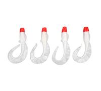 lvifloae 4 Pcs Lifelike PVC Lures Paddle Tail Swim Baits for Freshwater Bass Saltwater Fishing Father's Day Fishing Gifts for Men Green (Red Head White Body)