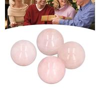 lvifloae 4 Pcs Rose Quartz Crystal Sphere Ball Set, Healing Crystal Sphere, Rose Quartz Sphere Crystal Ball Healing Stone for Massage Home Decoration Polished Healing Energy Mi