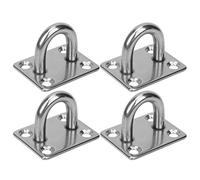 lvifloae 4 PCS Wall Eye Plate Hanging Screw Hooks Adhesive Command Ceiling Snap Hooks Heavy Duty U Shaped Wall Mount Hanger Base Stainless Steel for Hammock Fan Hammocks Yoga Rope