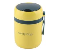 lvifloae 500ml Insulated Soup Stainless Steel Double Anti Scald Heatable Lunch Container Portable Soup Cup with Foldable Spoon for Students Breakfast Office Adult Kids (Fashion yellow blue)