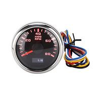lvifloae 52mm Marine Pointer Tachometer Gauge Red Backlight Universal for Motorcycle Car Truck Boat Gasoline Engine 9 to 32V (B black)