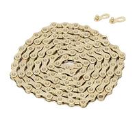 lvifloae Adjustable F10 Mountain Road Folding Bike Chain Steel 10 Speed Cycle Shifter Chain Steel Cycle Accessories Durable for Mountain Road Folding Beginner Bikes Hybrid Cars (Gold)