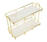 lvifloae Bathroom Counter Organizer Skincare Organizer Bathroom Storage Rack 2 Tier Makeup Shelf Anti Slip Counter Organizer for Makeup Bedroom (Gold White) (S 18.5 X 10.2 X 2.6in)