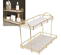 lvifloae Bathroom Counter Organizer Skincare Organizer Bathroom Storage Rack 2 Tier Makeup Shelf Anti Slip Counter Organizer for Makeup Bedroom (Gold White) (L 23.6 X 13 X 2.8in)