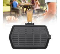lvifloae Cast Iron Griddle Pan Frying Pan with Even Heat Conduction, Non Stick Coating with Foldable Handle for Fajita Steak (21x35cm)