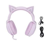 lvifloae Cat Ear Headphones with LED Lights Wireless Bluetooth 5.4 & Wired 3.5mm AUX Foldable Gaming Headset with Microphone and Volume Control for Kids Teens Adults (Purple)