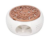 lvifloae Ceramic Teapot Warmer Set Tea Light Wax Melt Warmer Practical Multifunction Teapot Heater with Hollowed Metal Stand Candle Base for Home Office Cafe