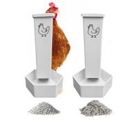 lvifloae Chicken Oyster Shell Feeder Large Capacity Gravity Chicken Grit Feeder with Removable Lid for Outdoor Chicken Coop ABS Material 11.5 x 25cm 410g