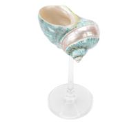 lvifloae Conch Shell Wine Glass, Handmade Polished Long Stem Martini Glass for Cold Beverages, Natural Shell and Goblet, 8oz Transparent Base Red, Desk Ornament (Transparent Base Green)