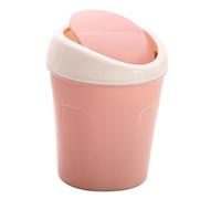 lvifloae Creative Desktop Trash Can with Lid Mini Desk Trash Can Blue Waste Bin with Lid Plastic Wastepaper Basket Easy to Place on the Desktop, Bookshelf for Home and Office (Pink)