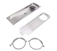 lvifloae Cup Washer,304 Stainless Steel Pitcher Rinser Cup Washer Glass Cleaning Rinser High Pressure Washing with Drain Drip Tray Hose for Bar Coffee Shop (Stainless Steel Color B)