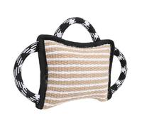 lvifloae Durable Biting Pad Tough Jute Bite Pillow Jute Tearproof Dog Bite Tug Toy Pull Toy with 3 Strong Handles for Medium Large Dogs Training Interactive Playing Chewing Aid (negro)