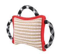 lvifloae Durable Biting Pad Tough Jute Bite Pillow Jute Tearproof Dog Bite Tug Toy Pull Toy with 3 Strong Handles for Medium Large Dogs Training Interactive Playing Chewing Aid (Petirrojo)