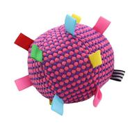 lvifloae Interactive Dog Toy Ball with Built in Bell Plush Round Chew Play Tug Toy Straps for Outdoor Playtime Fun for Small Medium Large Dogs 6.3 Inch Diameter Vibrant Colors (Rose Red)