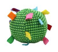 lvifloae Interactive Dog Toy Ball with Built in Bell Plush Round Chew Play Tug Toy Straps for Outdoor Playtime Fun for Small Medium Large Dogs 6.3 Inch Diameter Vibrant Colors (Green)