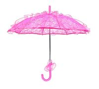 lvifloae Lace Umbrella Wedding Lace Parasol Umbrella Vintage Umbrella Unique Collapsible Umbrella Decoration Gig Photo Party Props Suitable for Women Girls Black (Rose Red)