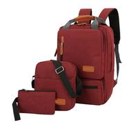 lvifloae Laptop Backpack Set Nylon 3pcs Shoulder Bag Adjustable Anti Scratch Padded Shoulder Straps Backpack For Travel School Business Work College Students (Red)