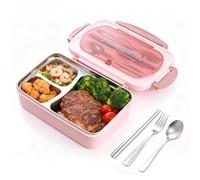lvifloae Lunch Box Compartmentalized Portable Insulated Leakproof 304 Stainless Steel Bento Food Box with Cutlery for Adults Student Worker Kids (Pink)