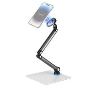 lvifloae Magnetic Overhead Phone Stand for Desk 360° Rotatable Magnetic Mount with Flexible Articulating Arm & Large Base for iPhone & Android Streaming,Video Recording,Meetings