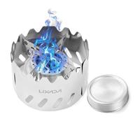 lvifloae Mini Backpacking Stove 100ml Aluminum Alcohol Burner Portable Camp Stove with Lid Cross Stand Windshield for Outdoor Camping Hiking Backpacking Picnic