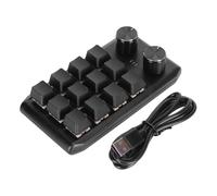 lvifloae Mini Custom Keypad 12 Mechanical Keys 2 Knobs Programmable Red Switch Programming Macro Keypad for Laptop, Mac, PC Desktop Gaming Multimedia Wired USB (Wired USB)