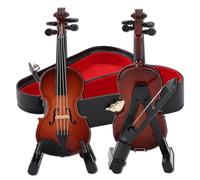 lvifloae Mini Violin Smallest Violin Miniature Violin Model With Stand Case Tiny Violin Mini Musical Instrument Decor Gift Dollhouse Accessories Minature Things