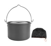 lvifloae Multi functional large capacity aluminum alloy non stick pot portable bonfire charcoal fire open flame cooking hanging pot soup pot suitable for outdoor camping