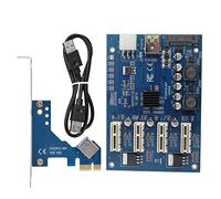 lvifloae PCI-E x1 to 4 Port PCIe Expansion Kit Split PCIe Signal Extender with USB 3.0 Cable Multi PCI-E x1 Adapter Card for Desktop Linux