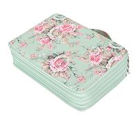 lvifloae Printed Multi Layer Pencil Pouch 252 Slots Large Capacity Zipper Smooth and Durable Fabric Easily Organize All Kinds of Pens Erasers Rulers and Other Stationery (Green-Bottomed Rose)