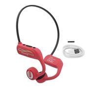 lvifloae Professional Underwater Water Proof Headphones Non In Ear Wireless IP68 Bluetooth 5.0 Headphones Bone Conduction with 16G Memory for Swimming Running Cycling Open Ear (Red)