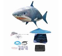 lvifloae Remote Control Flying Shark Inflatable Balloon Toy Childs Fun Interactive RC Air Shark Family Fun Remote Toy for Kids Birthday Party Gift Indoor Play Blue 57 Inch (Blue Shark)