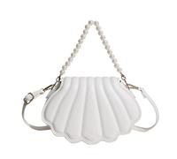 lvifloae Romantic Ocean Style Shell Shape Women's Bag with Pearl Chain can be Handheld and Shoulder Carry Suitable for Daily Travel and Trip (Uniform Size)