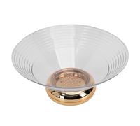 lvifloae Round Gold Fruit Bowl with Base, Glacial-Textured Multi-Purpose Serving Bowl with Drain Holes, Decorative Container for Salad, Vegetables and Snacks for Home Kitchen (Tapered Gold)