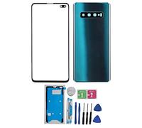 lvifloae Screen Repair Kit, S10+Plus Mobile Phone Back Glass Cover and Outer Glass Panel Replacement, Professional Cell Phone Repair Tools with Screwdriver and Press Stick (White) (Green)