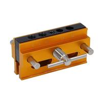 lvifloae Self Centering Dowel Jig Kit Drilling Jig for Woodworking Metric Adjustable Width Drill Guide with 6 Straight Hole Bushings Gold Color (Gold)