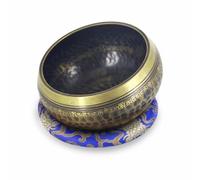 lvifloae Silk Brocade Circular Meditation Singing Bowl 18cm Music Bowl Silk Embroidery Washer Prayer Washer Design Exquisite Compatible with Various Singing Match (Blue)