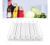 lvifloae Soda Can Dispenser for Refrigerator,Drink Organizer for Fridge ABS 6 Rows Adjustable Easy Loading Dampening Pusher Glide Soda Can Dispenser for Beer Beverages (White)