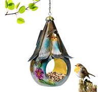 lvifloae Solar Bird Feeder,Light Up Hanging Bird Feeders,Cute Fairy Design Rustproof Metal,Outside Unusual Metal Art with LED Light