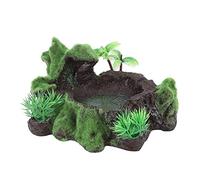 lvifloae ZR012 Resin Simulation Plants Fish Tank Lizard Reptile Feeding Bowl Water Feeder Aquarium Ornament Durable Heavy Base Reptile Bowl for Turtles Lizards Frogs Spiders Snakes
