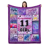 Lviliss Gift for Old Girl 11 Year Birthday Throw Blanket, 50”x60”, 11th Birthday Decorations