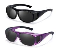 LVIOE 2-Pack Over Glasses Sunglasses Polarised Anti-Glare Oversized Frame - UV400 Protection for Beach Vacation Poolside